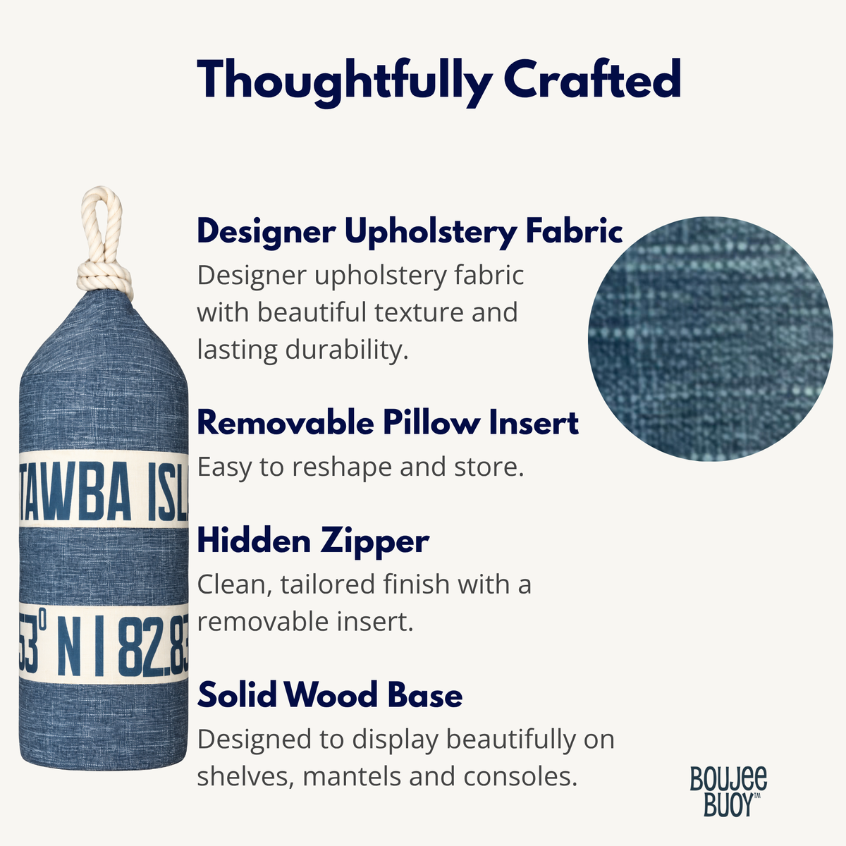 Personalized Boujee Buoy™ Pillow | Seaglass | Coastal Home Decor