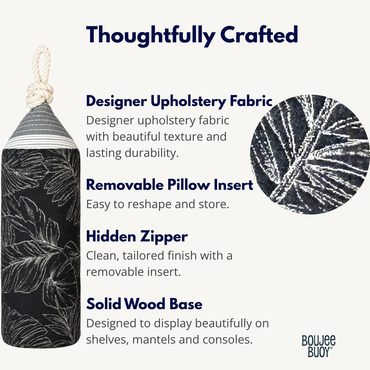 Sunbrella® Midnight Garden Boujee Buoy™ Pillow | Coastal Nautical Decor