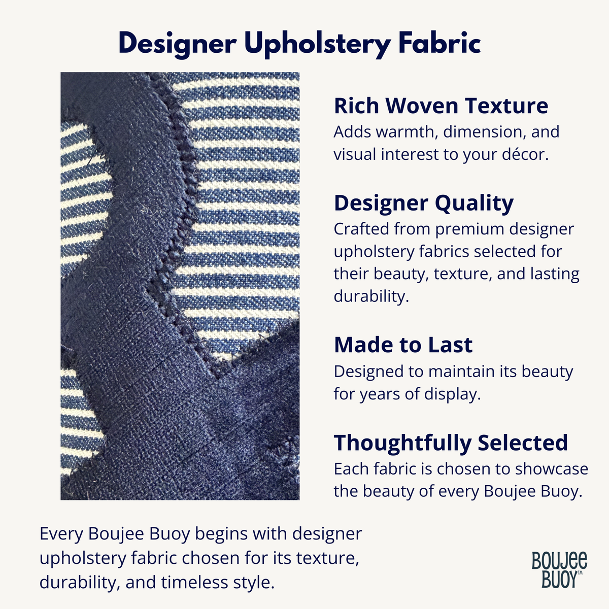 Boujee Buoy™ Decorative Buoy Pillow – Pinstripe Anchor Appliqué