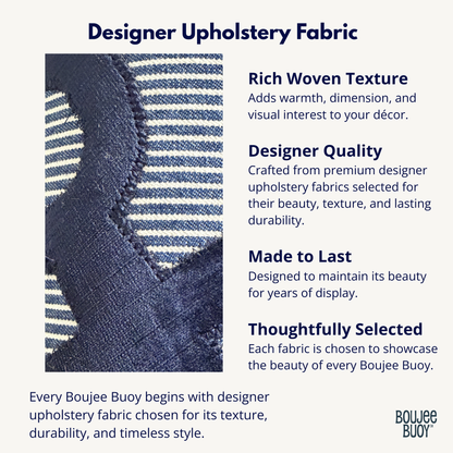 Boujee Buoy™ Decorative Buoy Pillow – Pinstripe Anchor Appliqué
