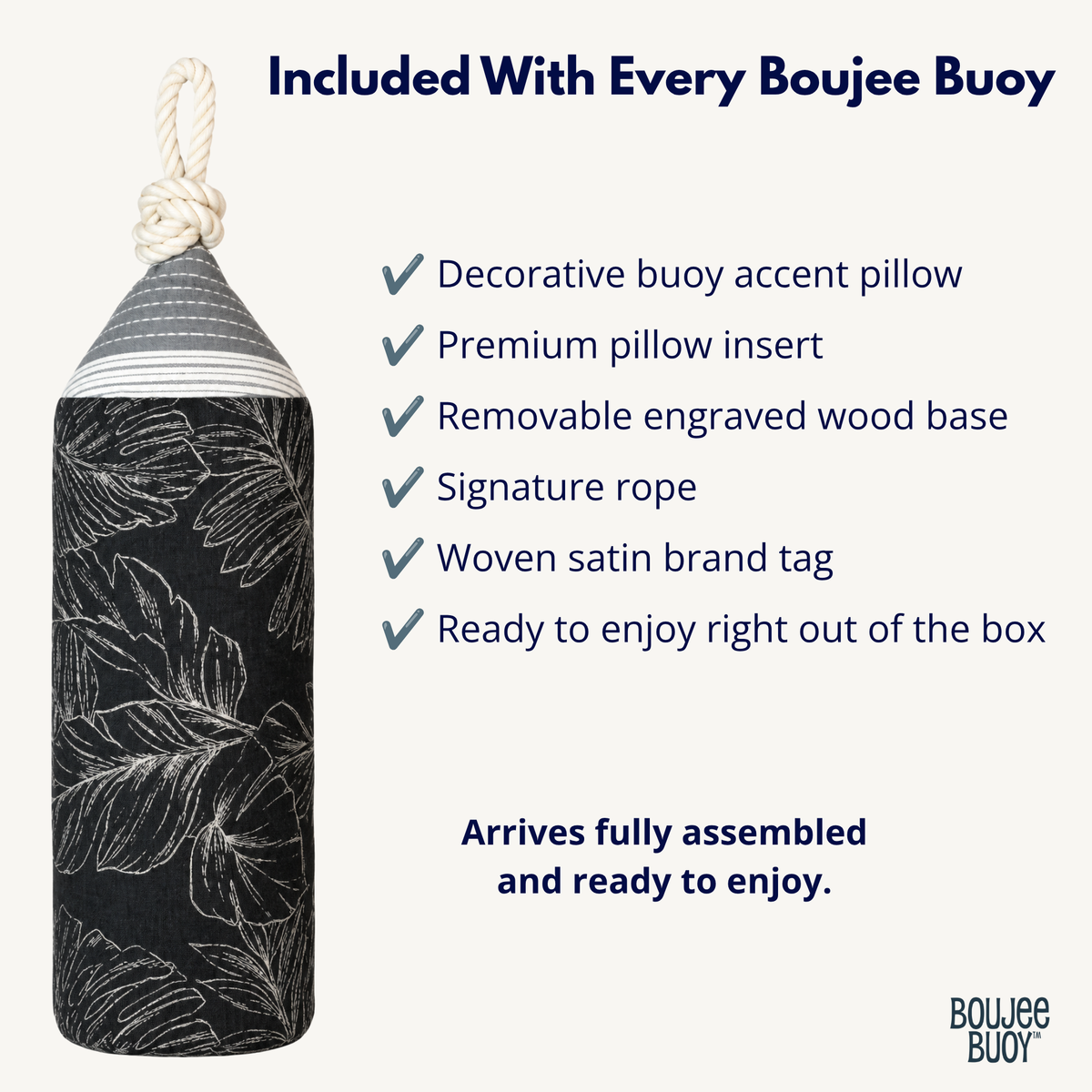 Sunbrella® Midnight Garden Boujee Buoy™ Pillow | Coastal Nautical Decor