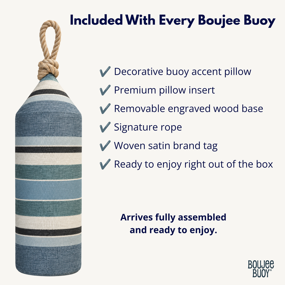 Captain's Stripe Boujee Buoy™ Pillow | Coastal Nautical Home Decor