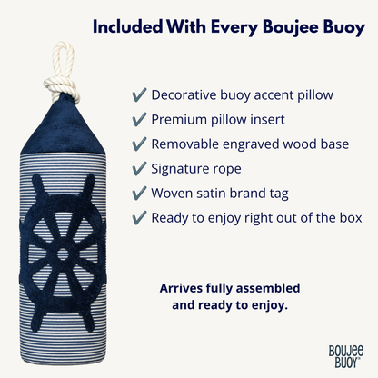 Boujee Buoy™ – Pinstripe Ship Wheel Appliqué