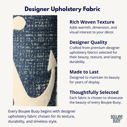Boujee Buoy Anchor Appliqué pillow made with premium designer upholstery fabric