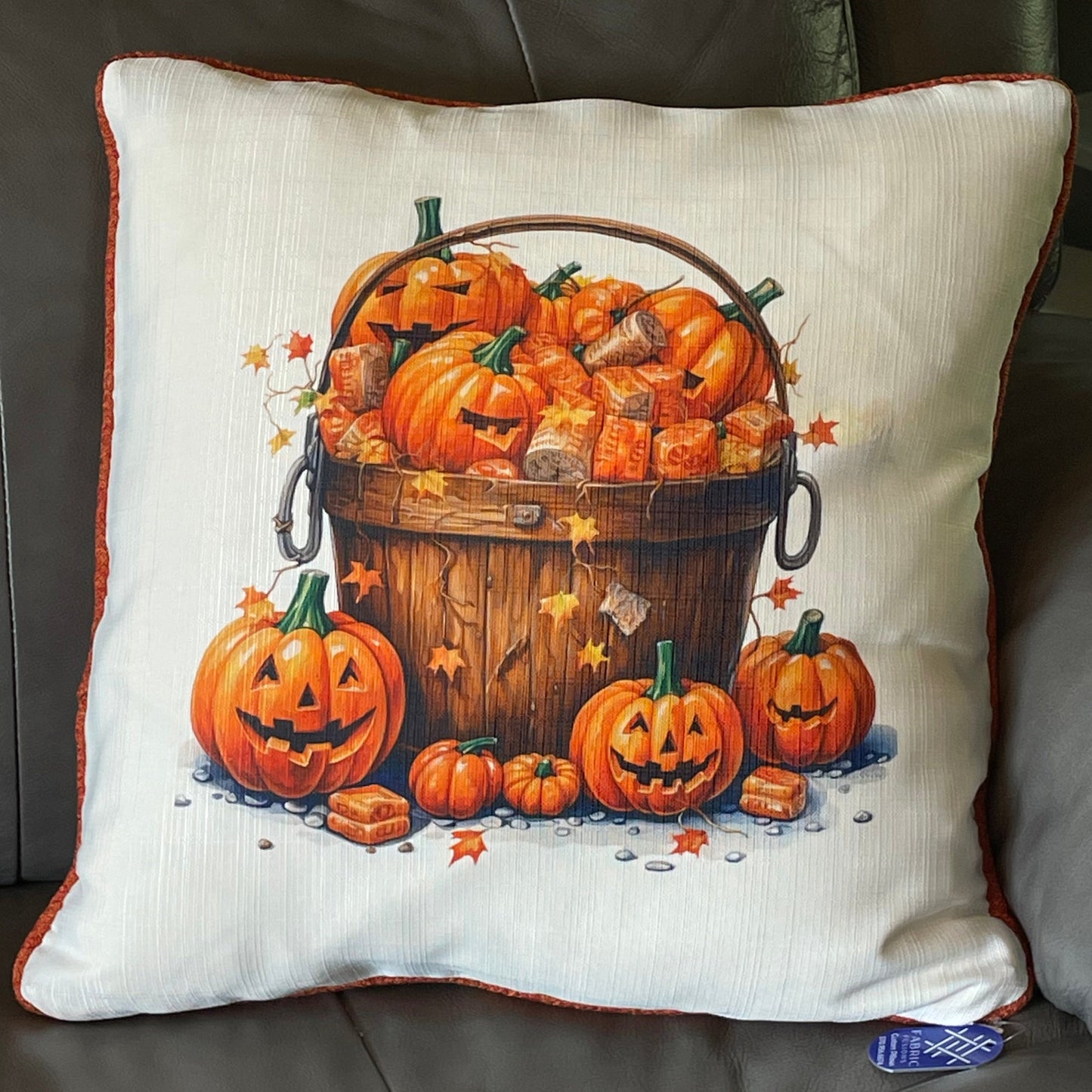 Pumpkin Bucket Throw Pillow